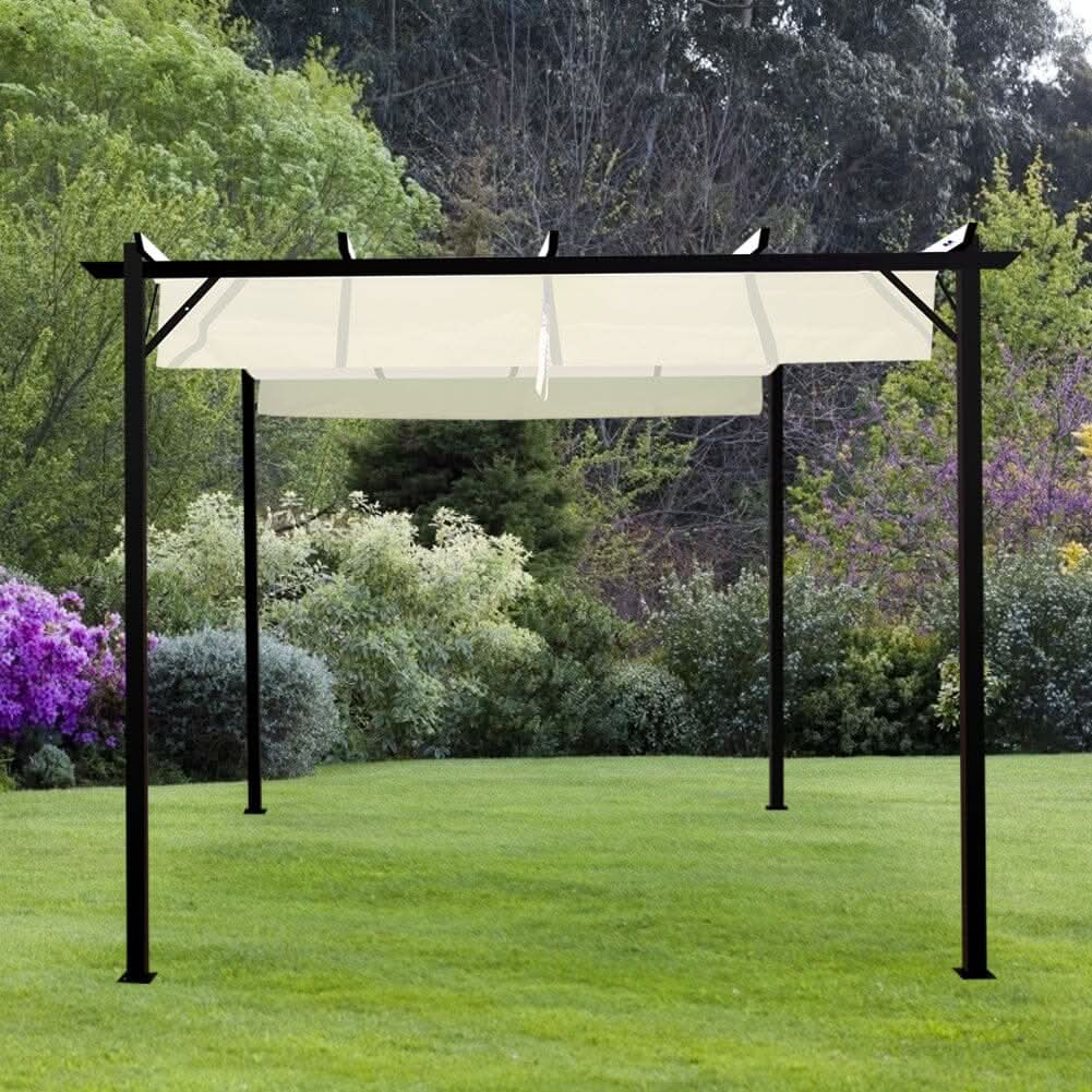 Outdoor Retractable Steel Pergola with Canopy