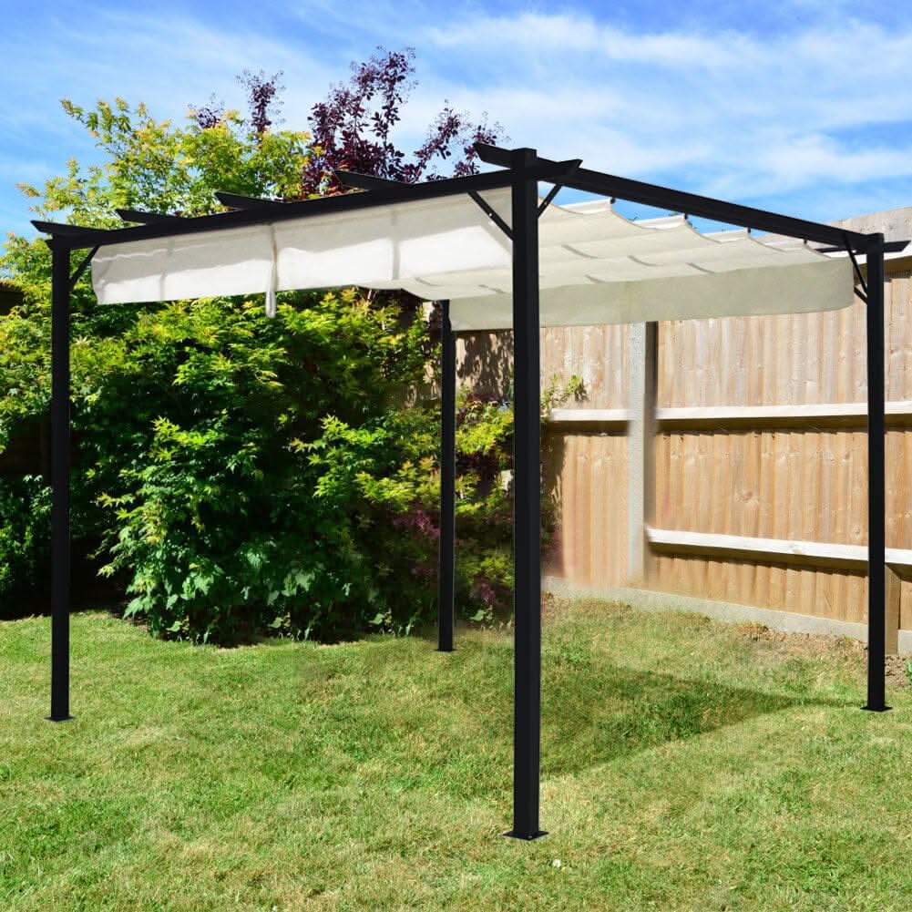 Outdoor Retractable Steel Pergola with Canopy