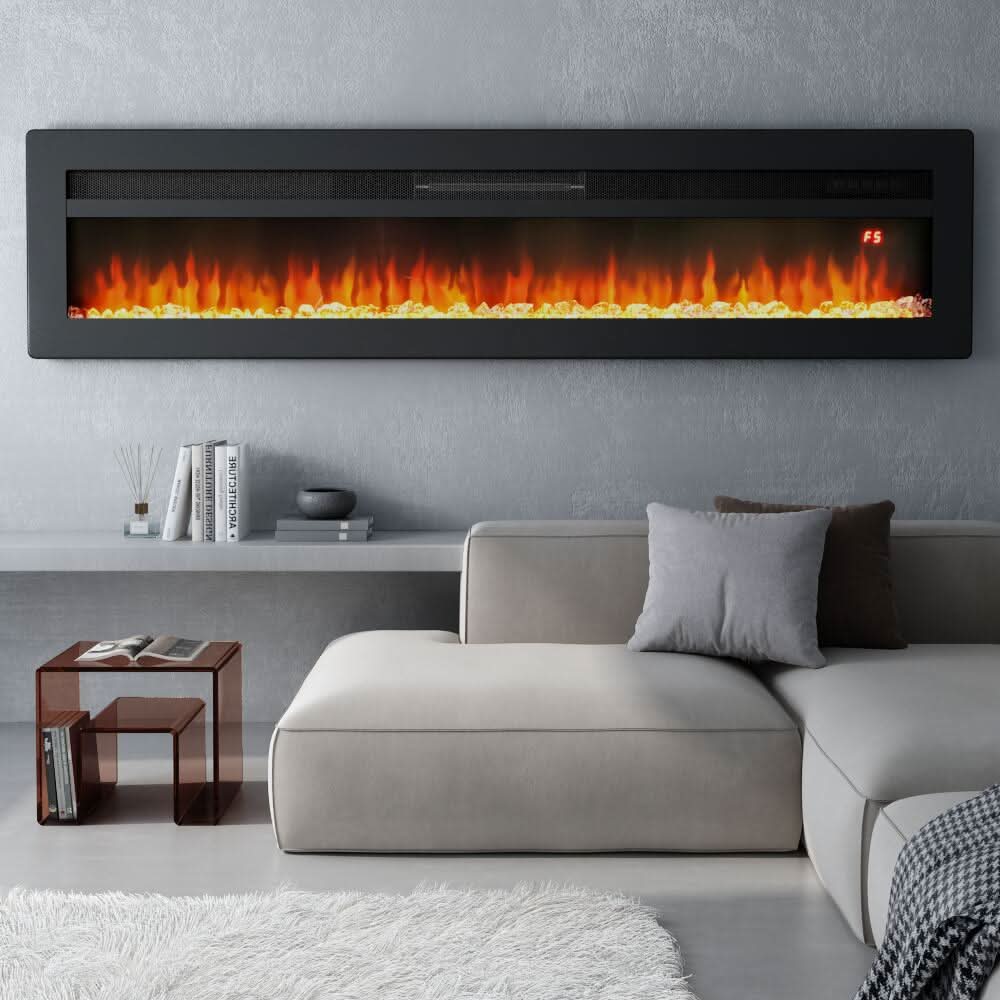 40/50/60 Inch Black/White 9 flame colour Electric Fireplace 1800W Wall Mounted Heater With Installation Kit