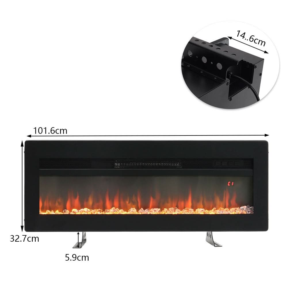 40/50/60 Inch Black/White 9 flame colour Electric Fireplace 1800W Wall Mounted Heater With Installation Kit