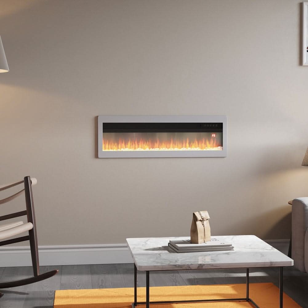 40/50/60 Inch Black/White 9 flame colour Electric Fireplace 1800W Wall Mounted Heater With Installation Kit