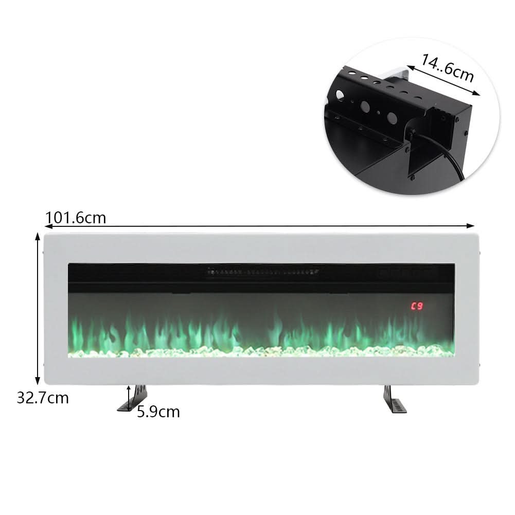 40/50/60 Inch Black/White 9 flame colour Electric Fireplace 1800W Wall Mounted Heater With Installation Kit
