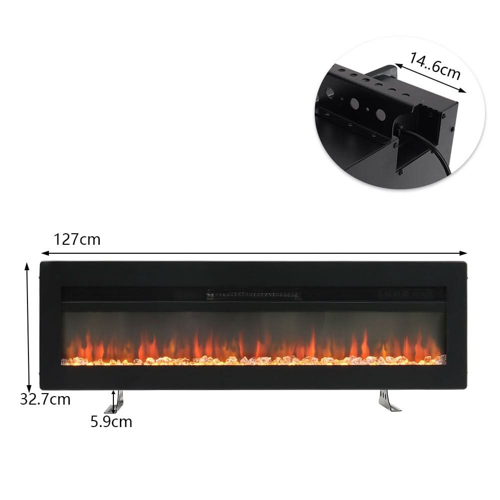 40/50/60 Inch Black/White 9 flame colour Electric Fireplace 1800W Wall Mounted Heater With Installation Kit