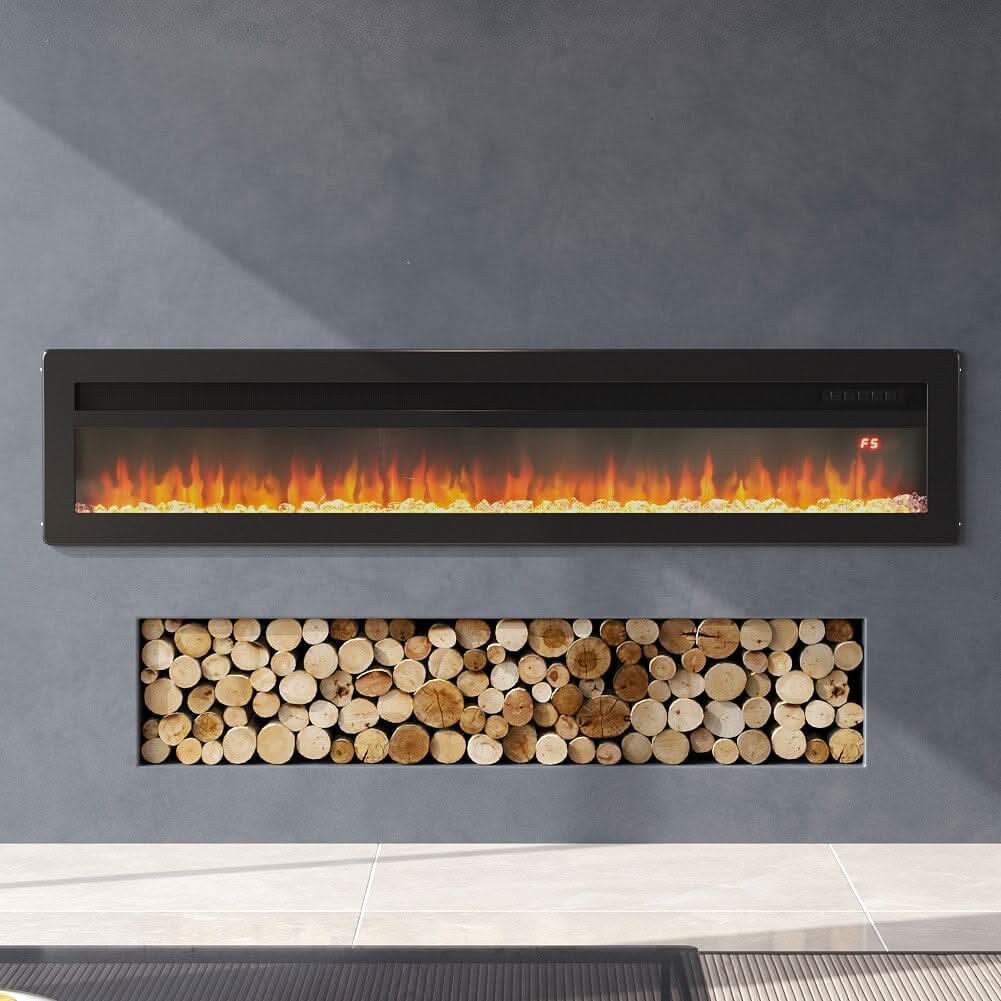 40/50/60 Inch Black/White 9 flame colour Electric Fireplace 1800W Wall Mounted Heater With Installation Kit