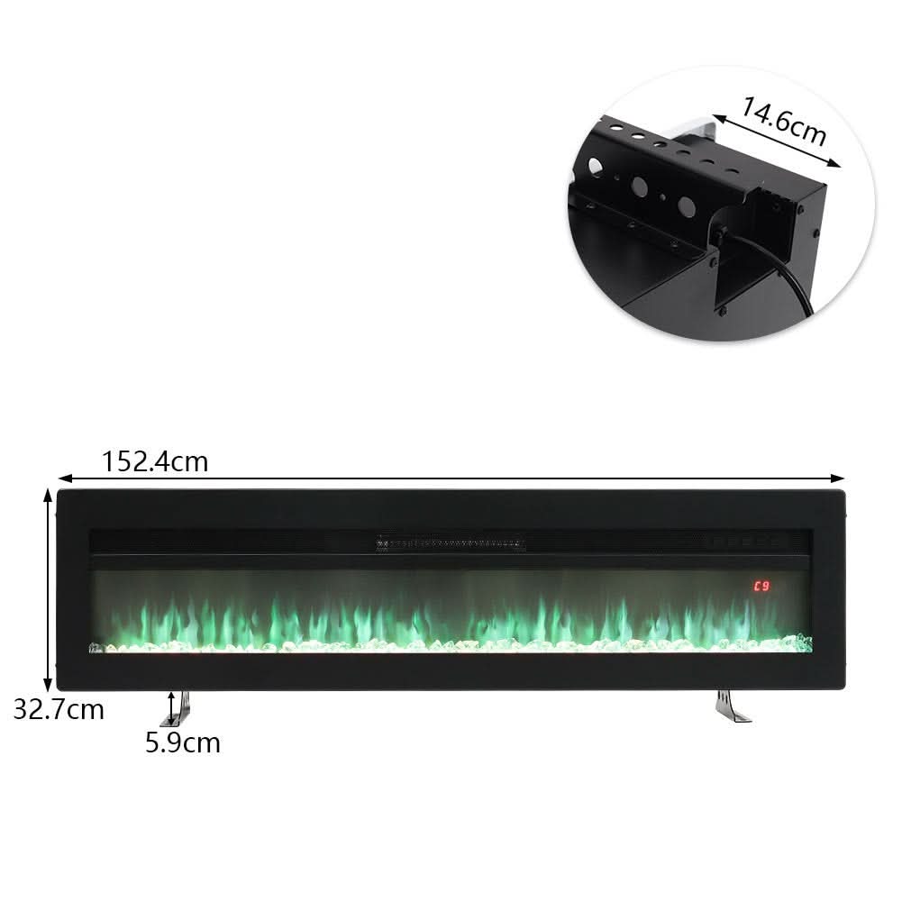 40/50/60 Inch Black/White 9 flame colour Electric Fireplace 1800W Wall Mounted Heater With Installation Kit