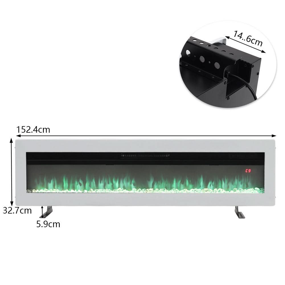 40/50/60 Inch Black/White 9 flame colour Electric Fireplace 1800W Wall Mounted Heater With Installation Kit