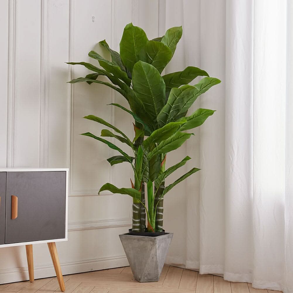 Artificial Tropical Plant with Plastic Flowerpot Home
