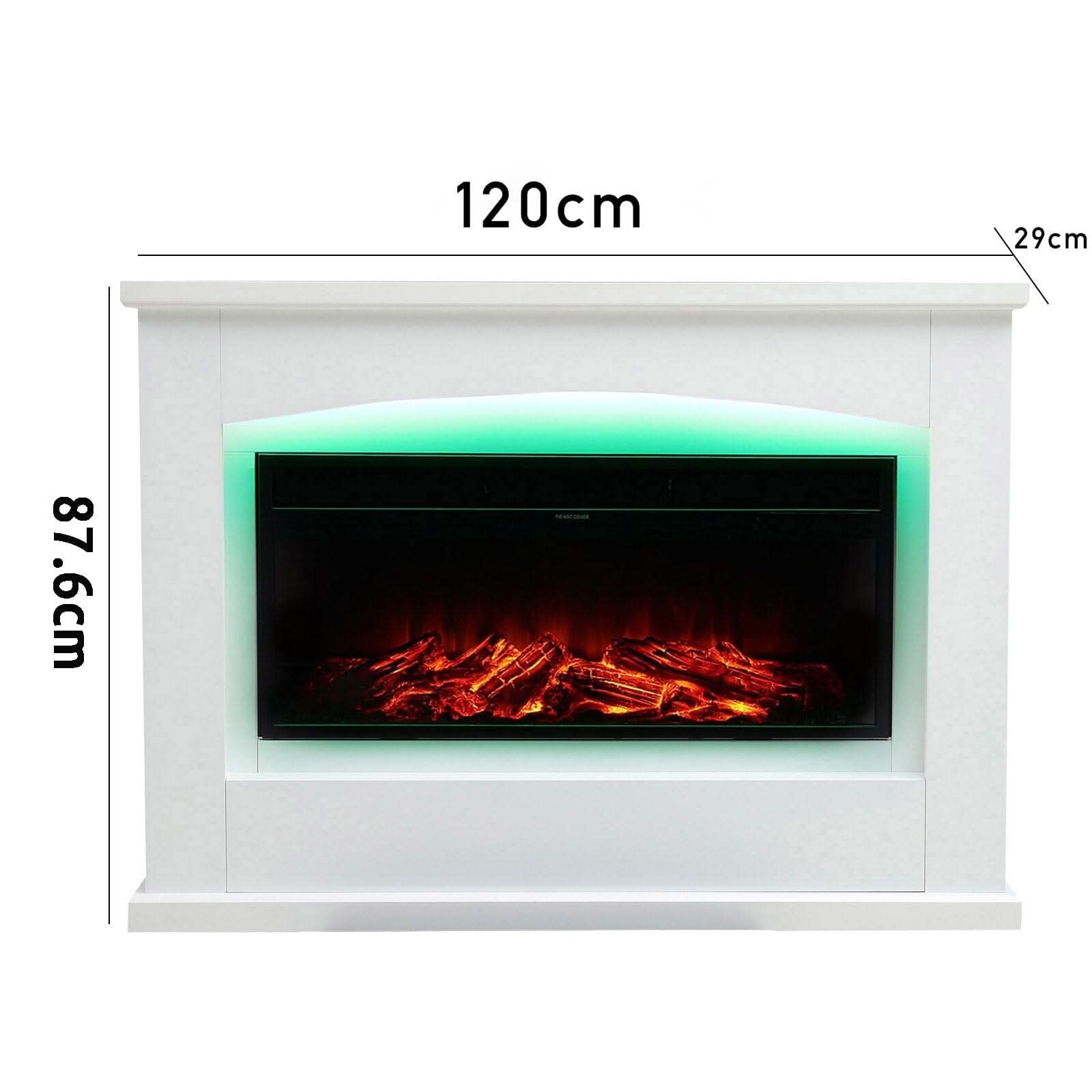 39/48 Inch W Electric Fireplace Suite 1800W with Ambient Light 1/7 LED Colours
