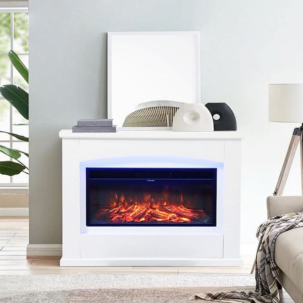 39/48 Inch W Electric Fireplace Suite 1800W with Ambient Light 1/7 LED Colours