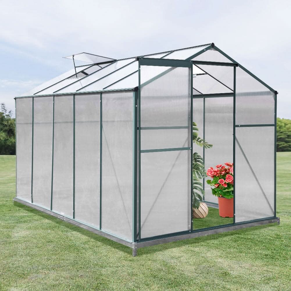 4×6 ft/ 6×6 ft/ 8×6 ft/ 10×6 ft Garden Greenhouse Green Framed with Vent