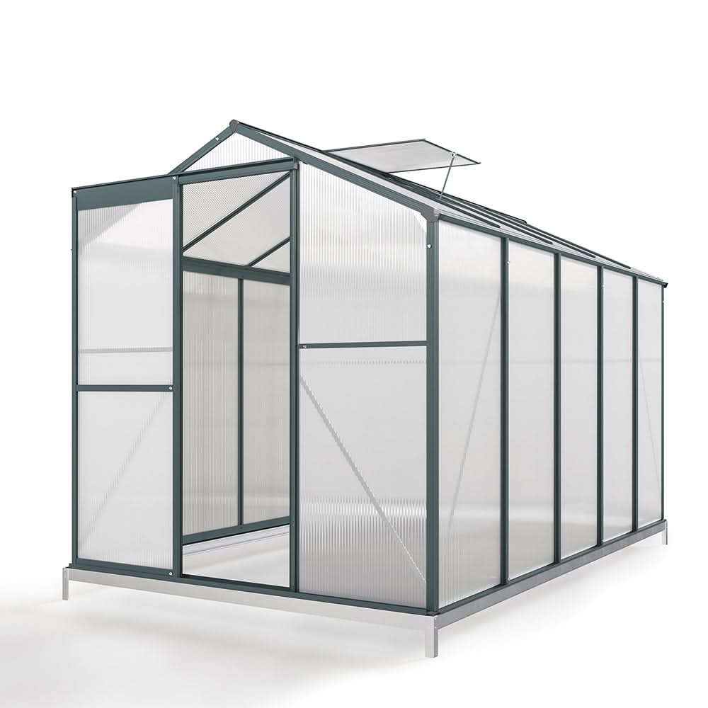 4×6 ft/ 6×6 ft/ 8×6 ft/10' x 6' ft Garden Greenhouse Green Framed with 2 Vents Rain Gutter Setting