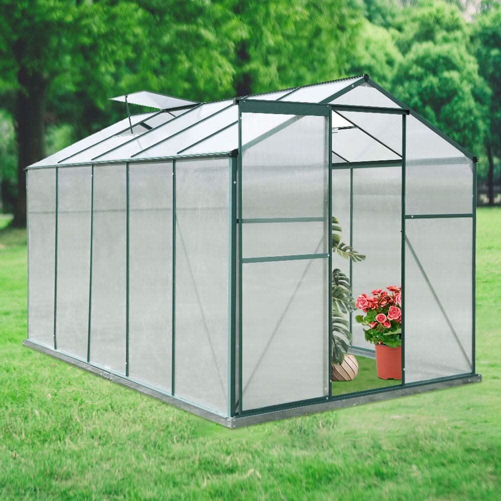 4×6 ft/ 6×6 ft/ 8×6 ft/ 10×6 ft Garden Greenhouse Green Framed with Vent