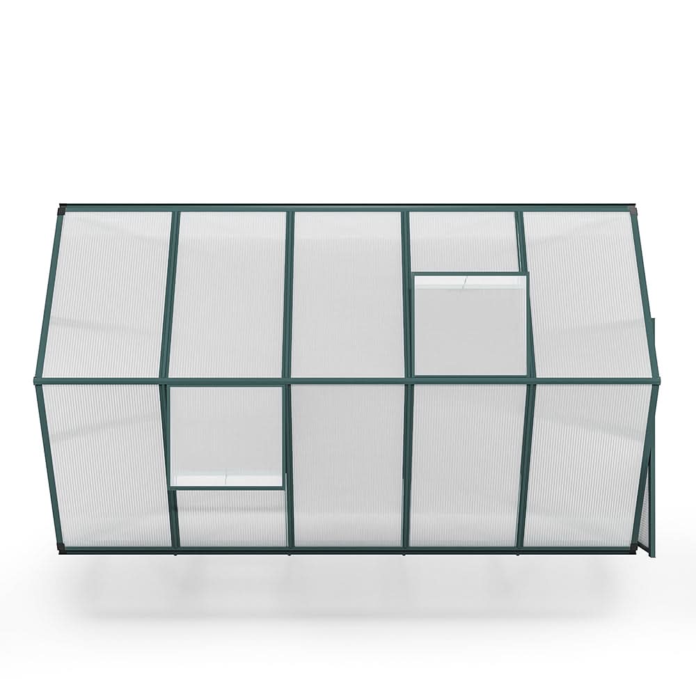 4×6 ft/ 6×6 ft/ 8×6 ft/10' x 6' ft Garden Greenhouse Green Framed with 2 Vents Rain Gutter Setting