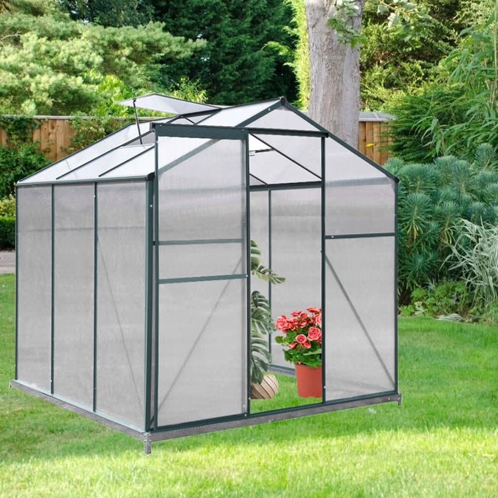 4×6 ft/ 6×6 ft/ 8×6 ft/ 10×6 ft Garden Greenhouse Green Framed with Vent
