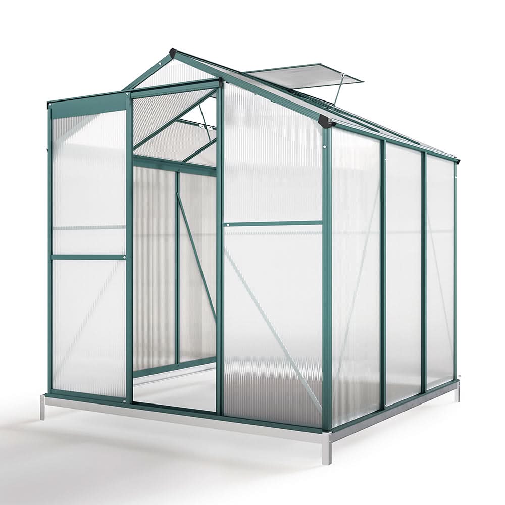6 x 6 ft Garden Greenhouse Green Framed with Vent