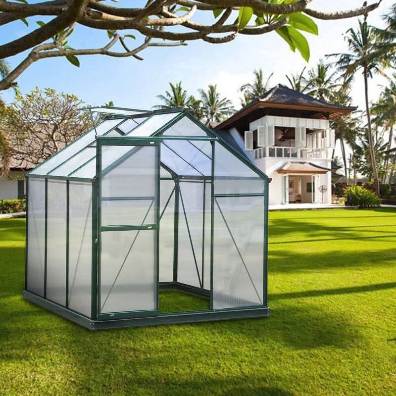 6 x 6 ft Garden Greenhouse Green Framed with Vent