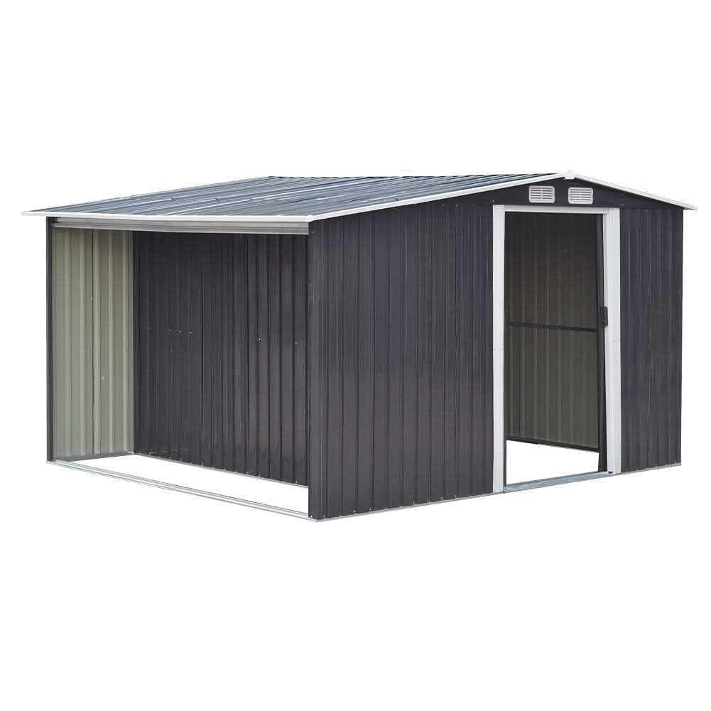 4×8/ 6×8 / 8×8/ 10×8ft Steel Garden Storage Bike Shed with Gable Roof Top Air Circulation Design