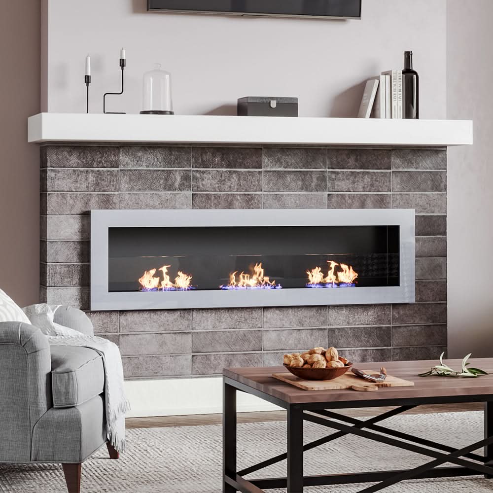 55 Inch Bio Ethanol Fireplace Wall Mounted Insert Biofire 4 Colour Options
