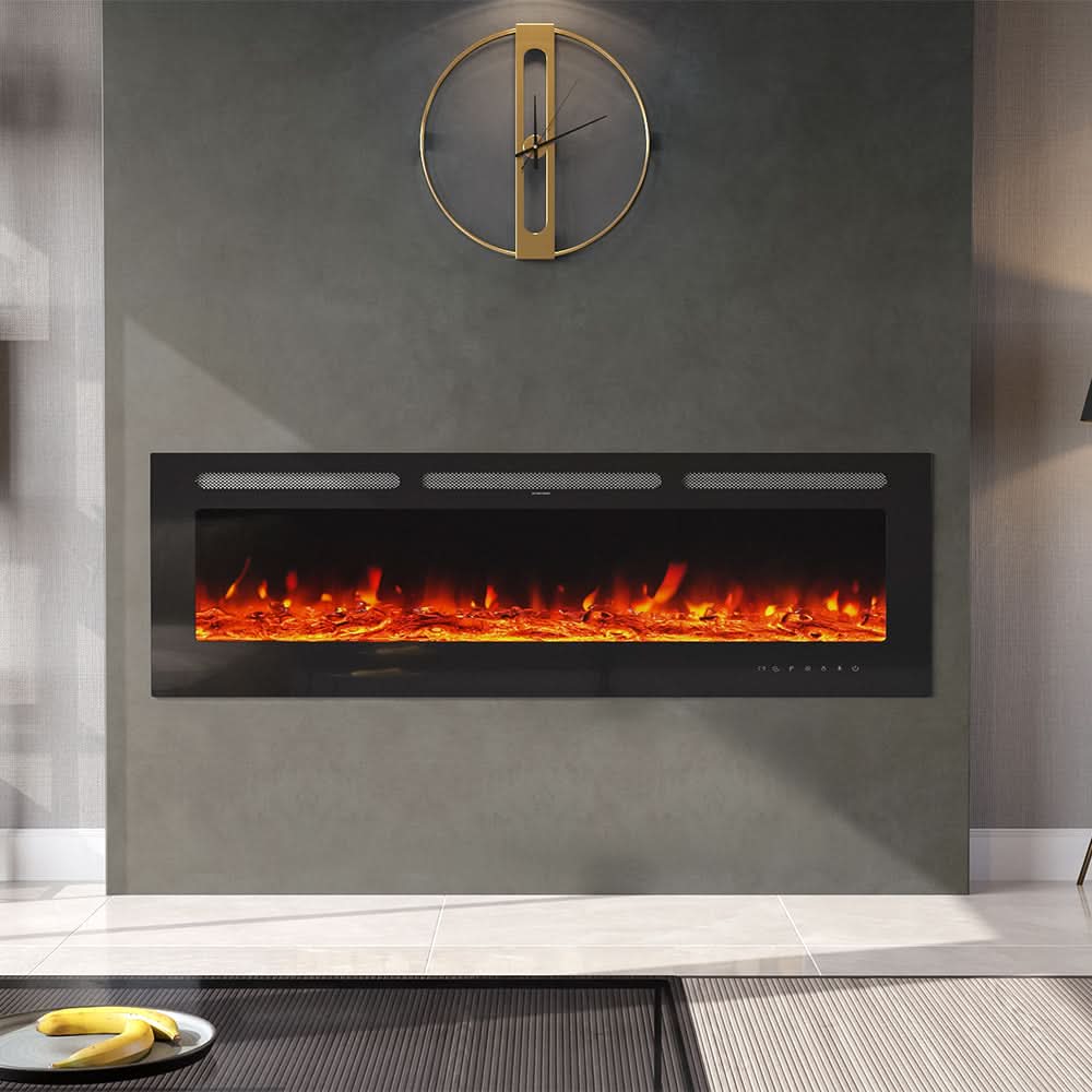 70/80/100 Inch Inset Electric Fireplace Built-In Heater with 9 Flame Colour