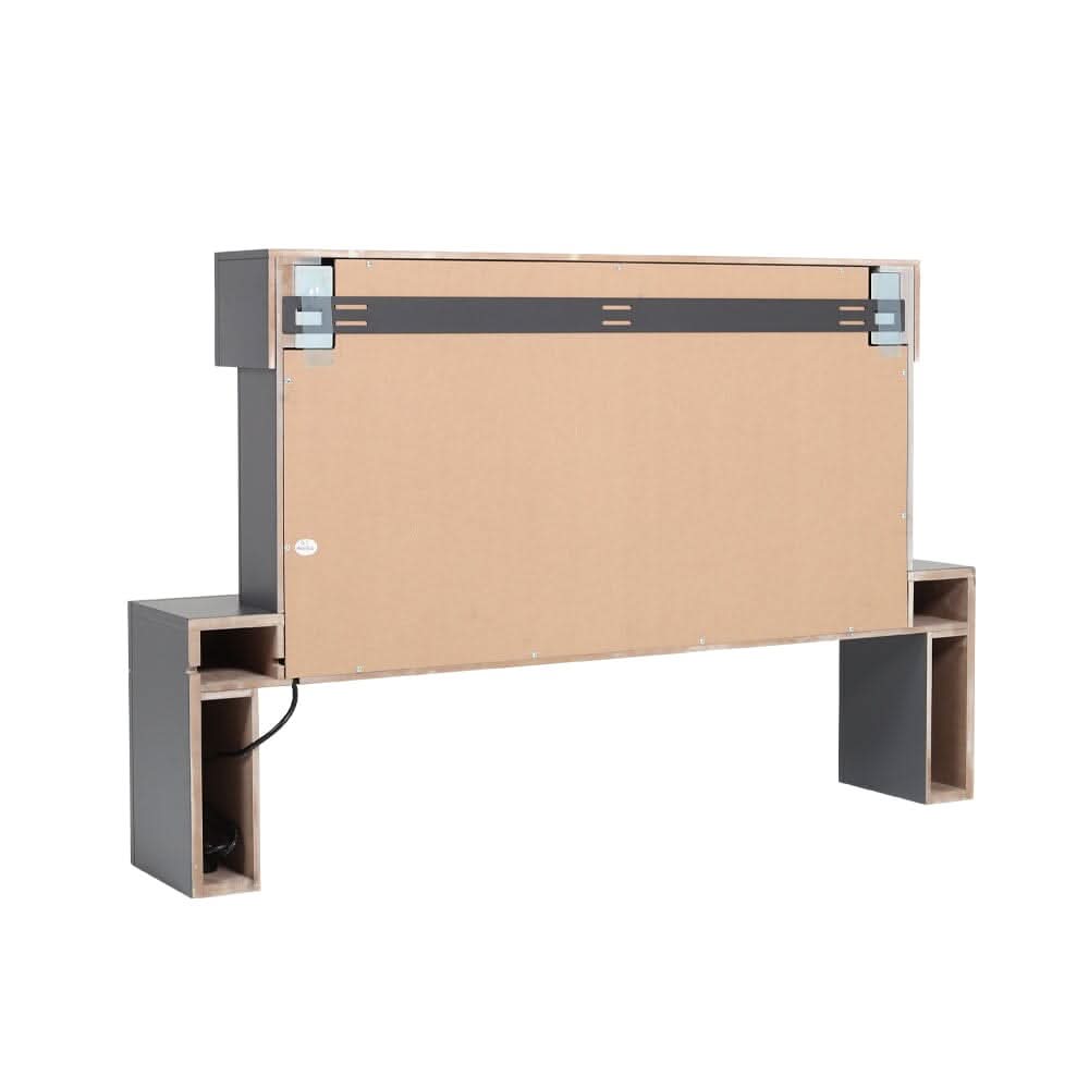 Dark Grey Freestanding Electric Fireplace with Stand