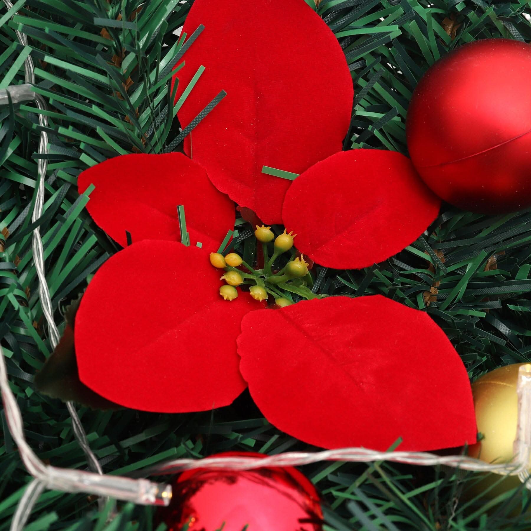 Christmas Rattan Garland 1.8m with 250 Rattan Branches, Bows, Christmas Balls, and Greenery