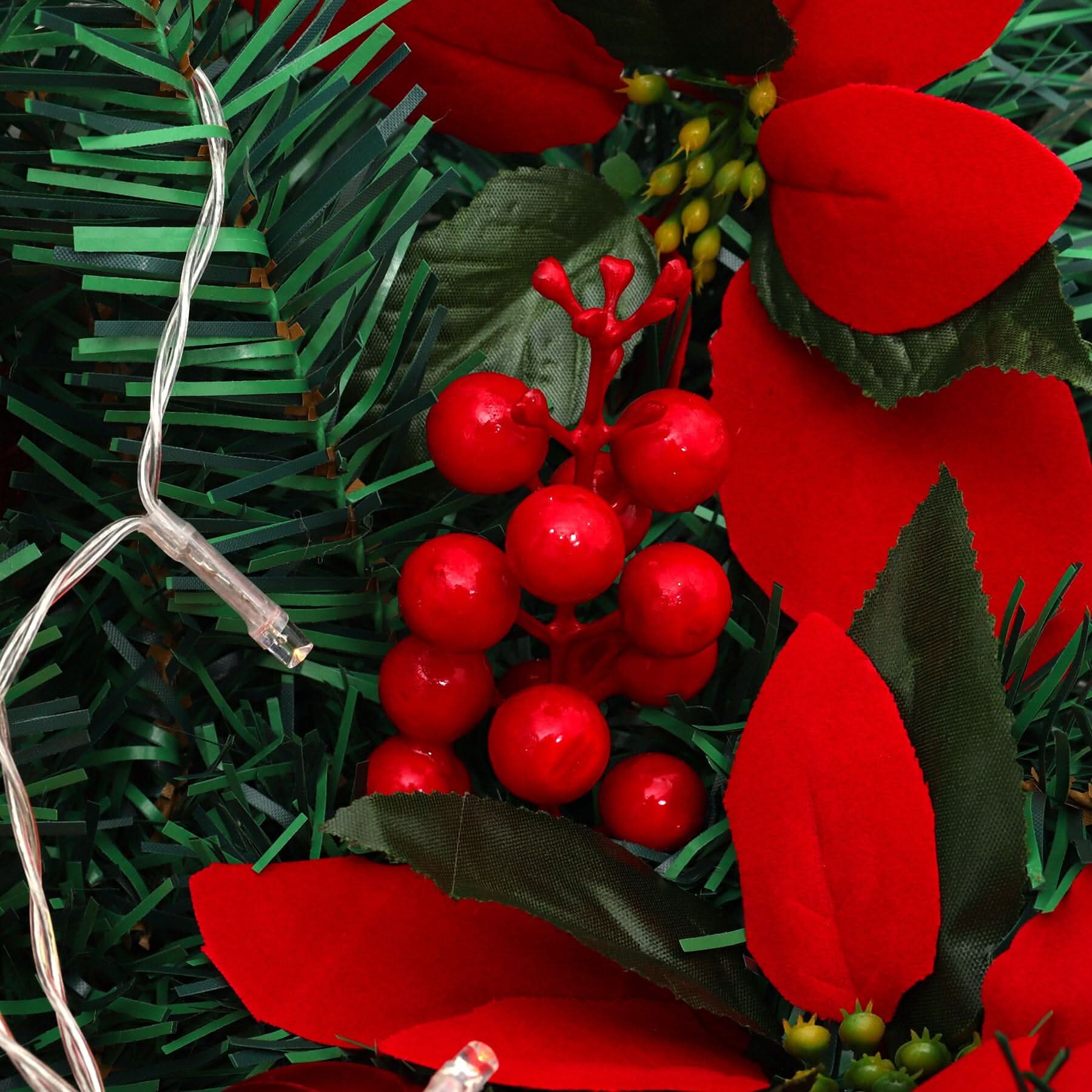 Christmas Rattan Garland 1.8m with 250 Rattan Branches, Bows, Christmas Balls, and Greenery