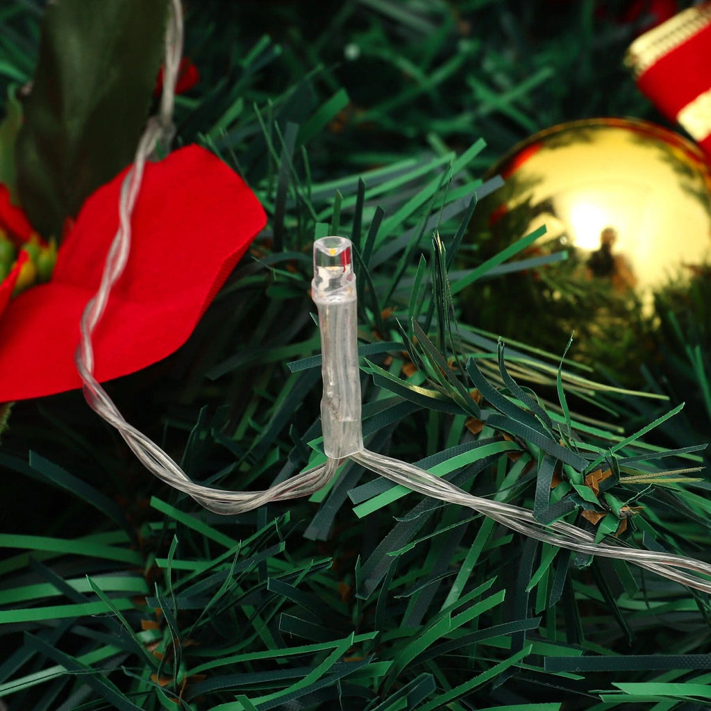 Christmas Rattan Garland 1.8m with 250 Rattan Branches, Bows, Christmas Balls, and Greenery