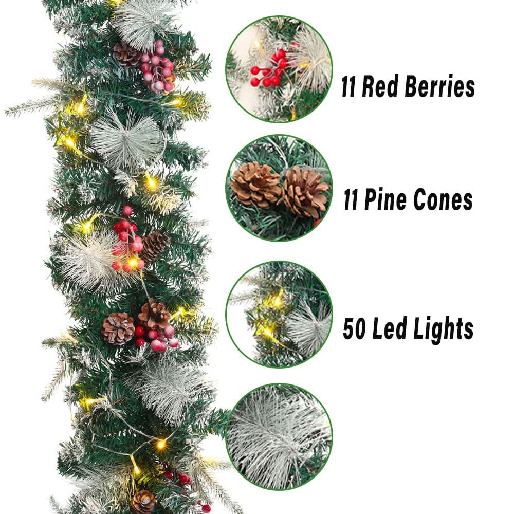 Artificial Pre-lit Frozen Christmas Decoration Garland