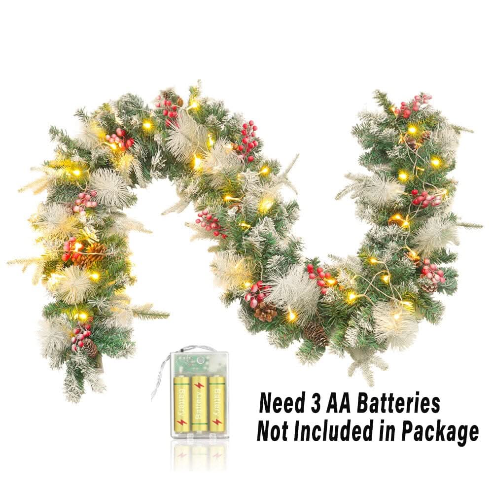 Artificial Pre-lit Frozen Christmas Decoration Garland