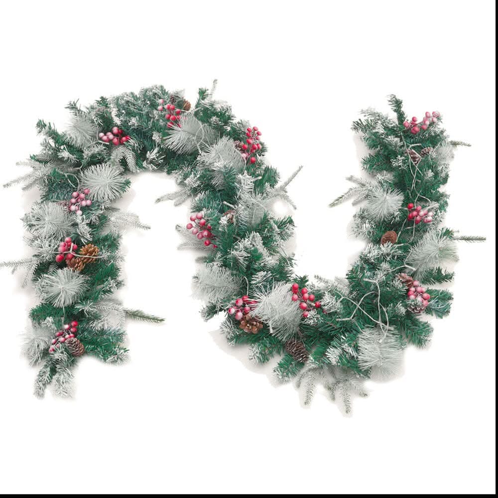 Artificial Pre-lit Frozen Christmas Decoration Garland