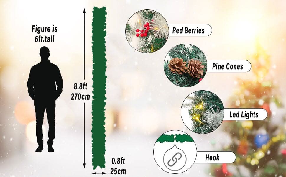 Artificial Pre-lit Frozen Christmas Decoration Garland