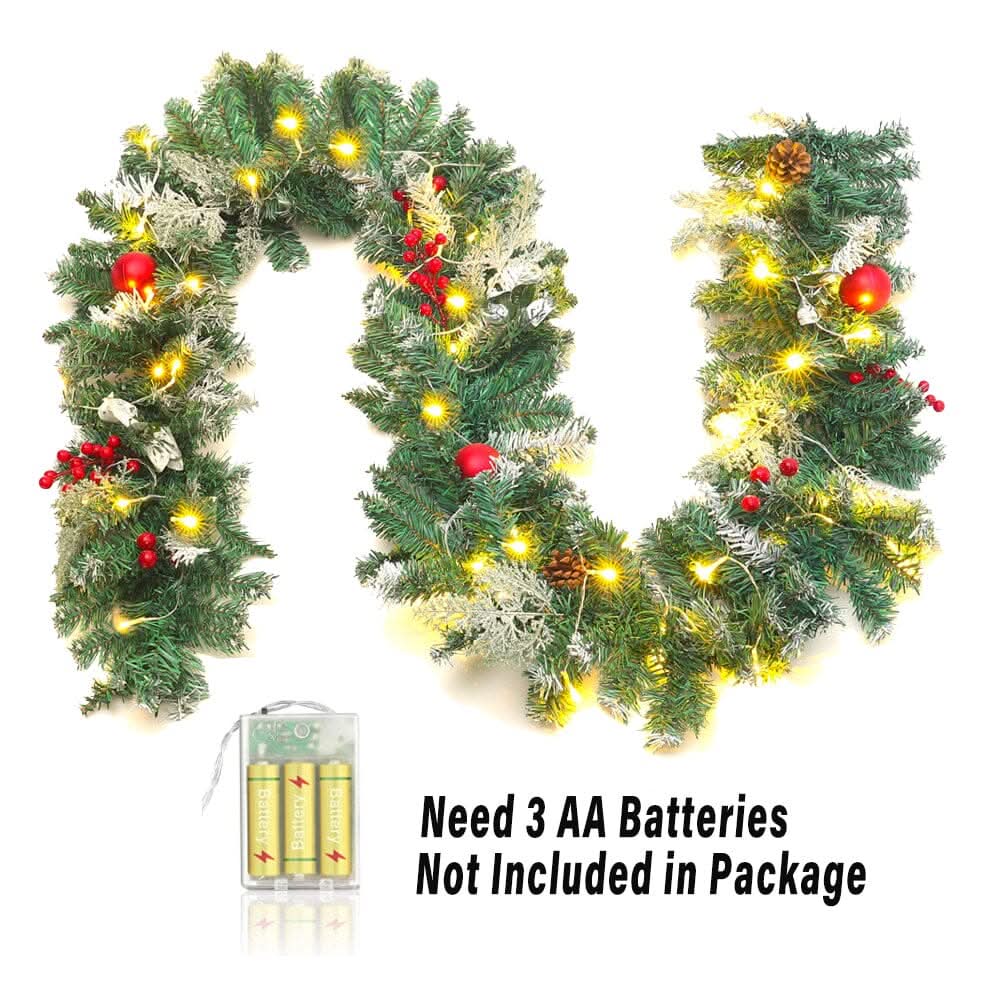 Artificial Pre-lit Frozen Christmas Holiday Decoration Garland