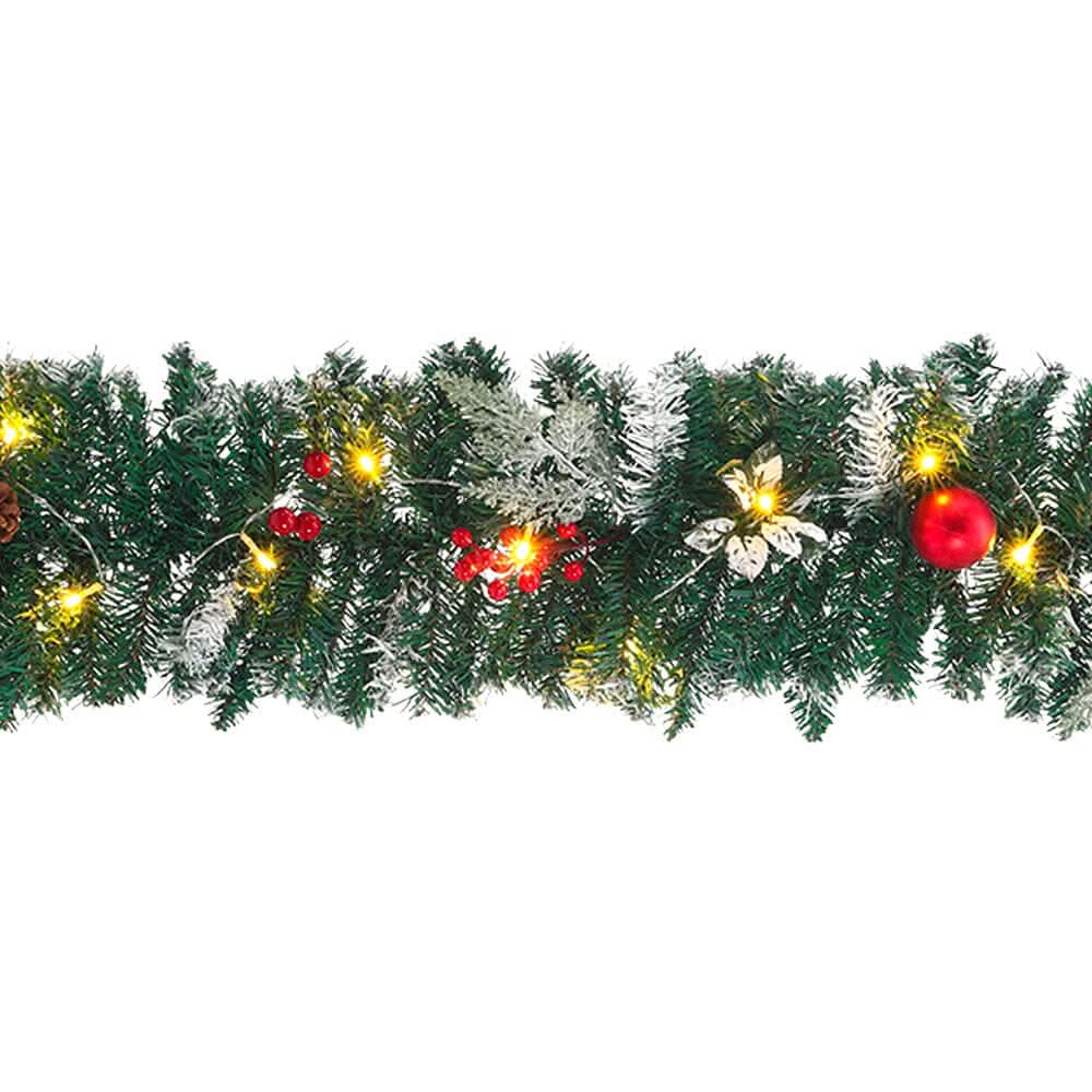 Artificial Pre-lit Frozen Christmas Holiday Decoration Garland