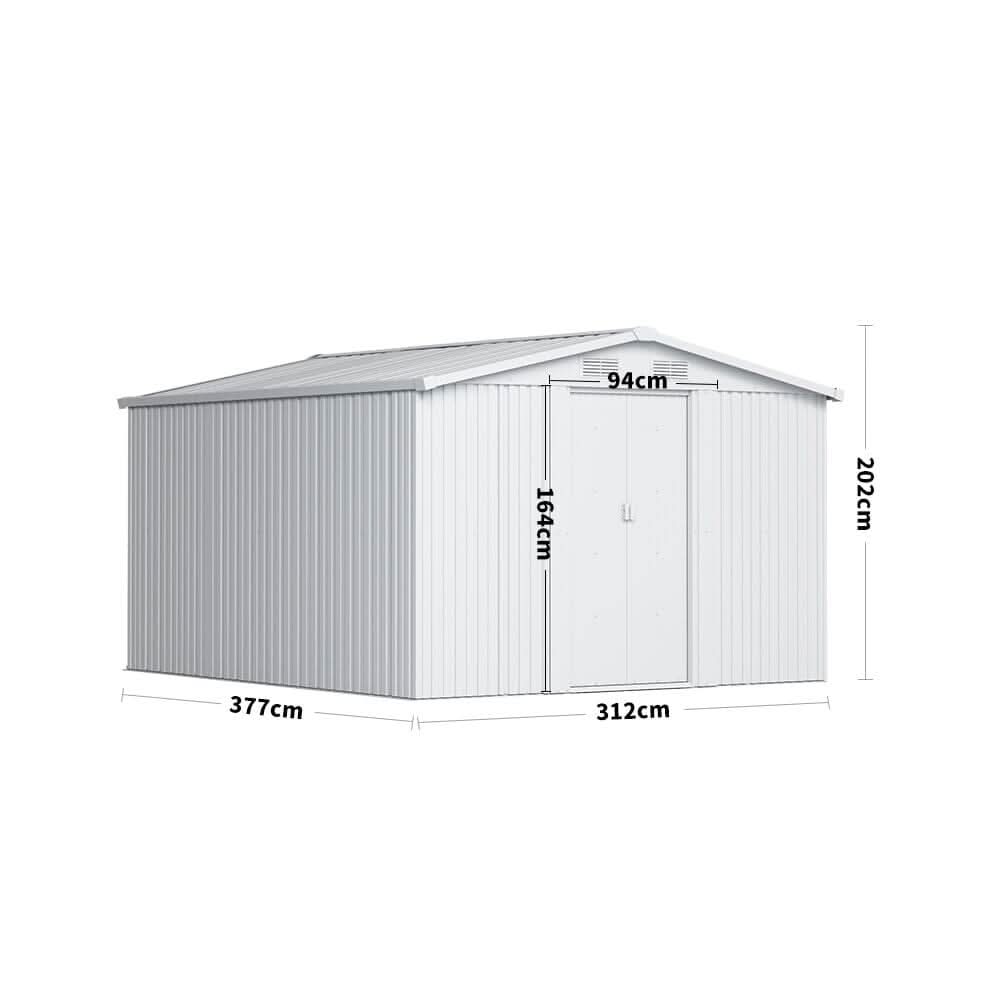 Waterproof 6x8/8x8/10x8/12x10ft Metal Shed with Gable Roof Charcoal Black/Green