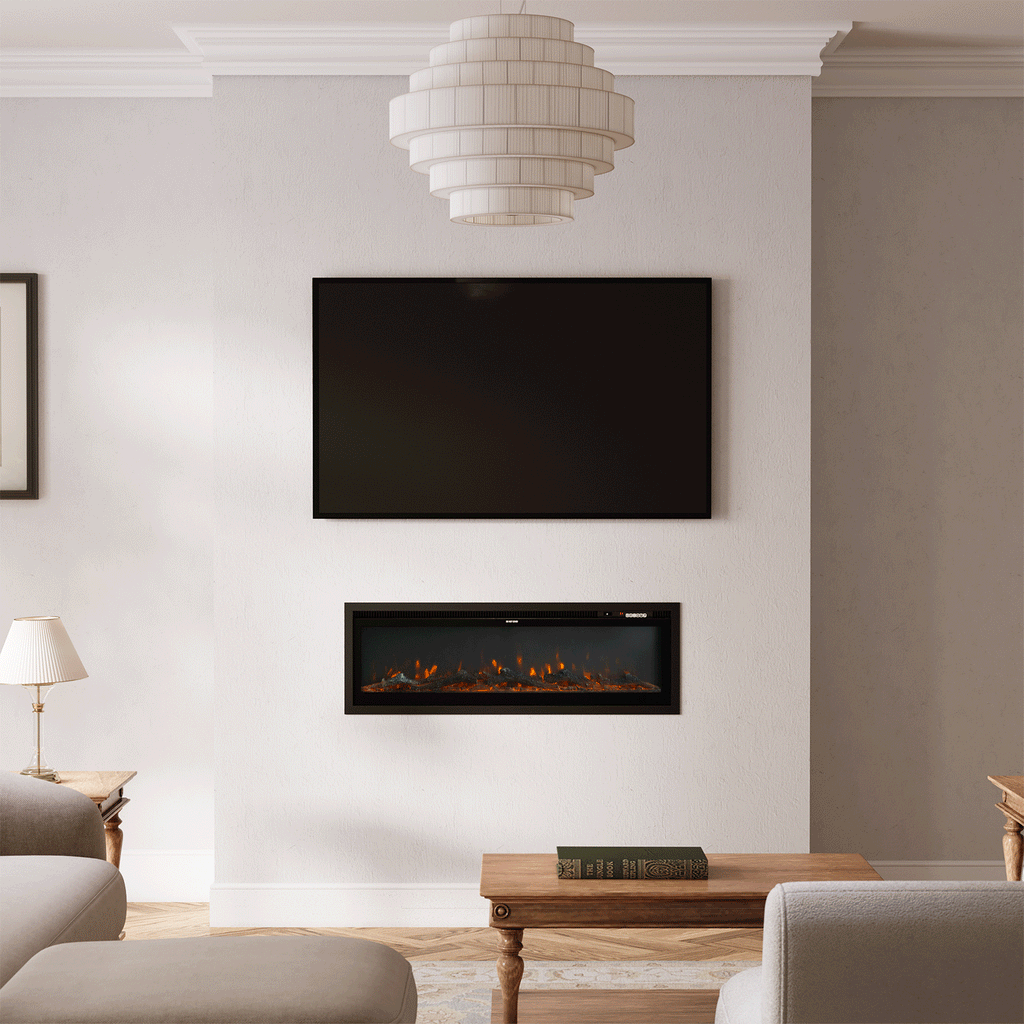 42/50/60/73 inch Electric Fire 12 Vibrant Flame Colours Electric Fireplace with Remote