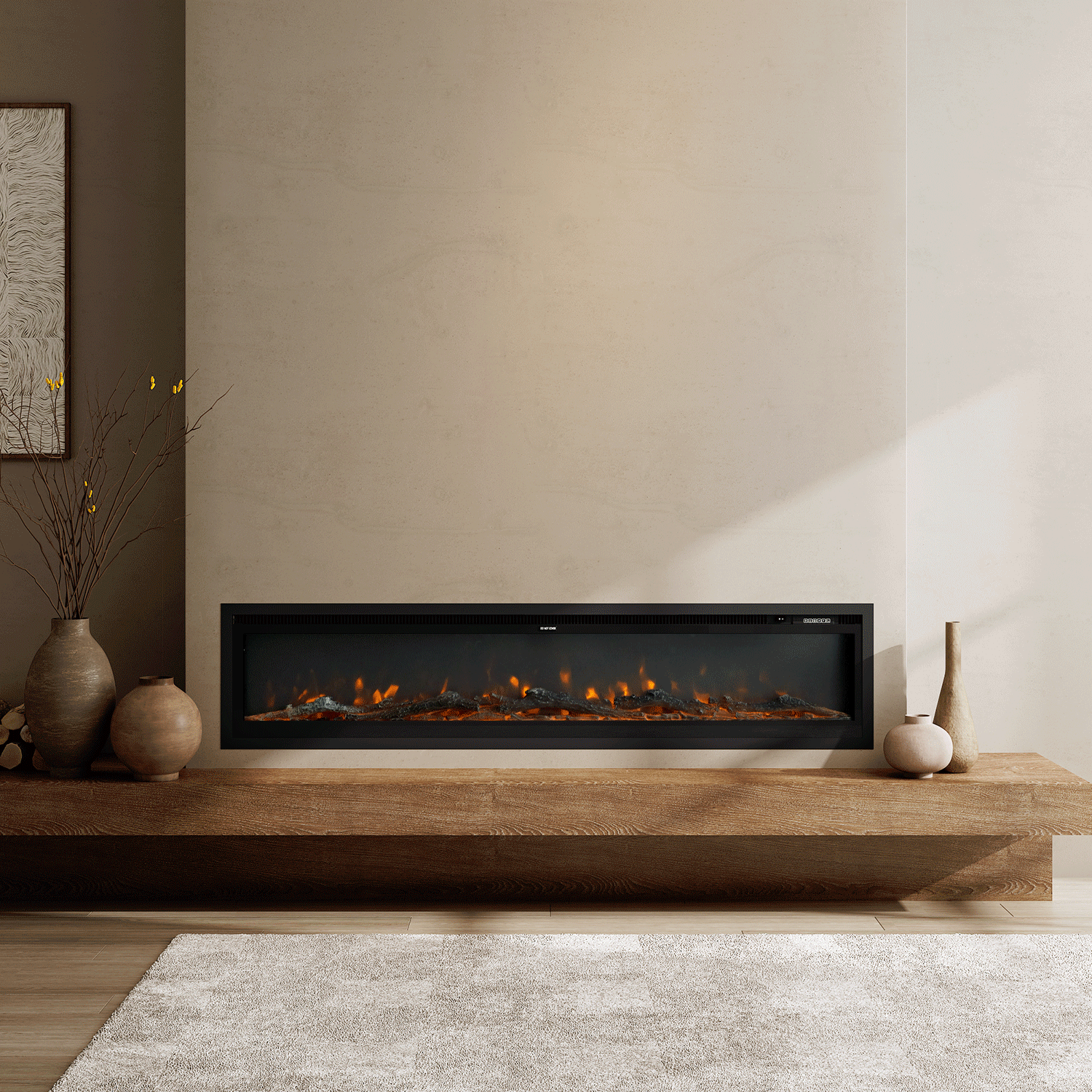 42/50/60/73 inch Electric Fire 12 Vibrant Flame Colours Electric Fireplace with Remote