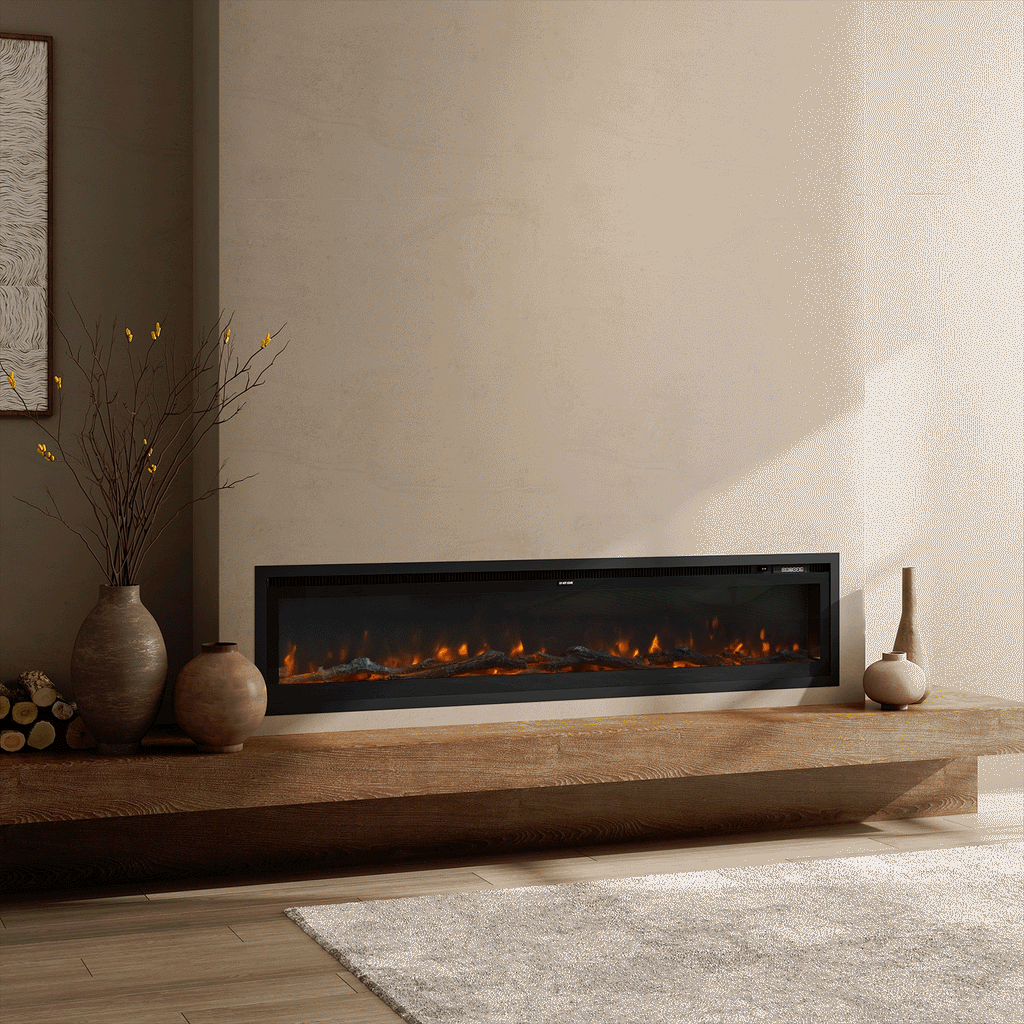 42/50/60/73 inch Electric Fire 12 Vibrant Flame Colours Electric Fireplace with Remote