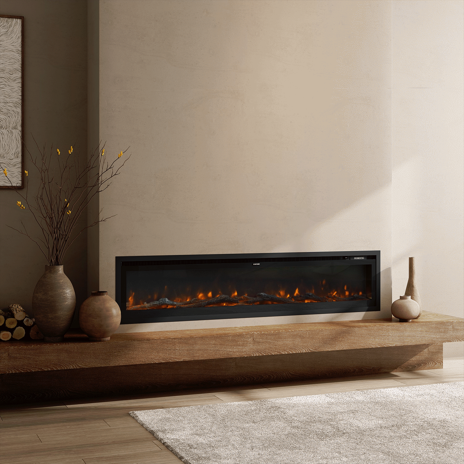 42/50/60/73 inch Electric Fire 12 Vibrant Flame Colours Electric Fireplace with Remote