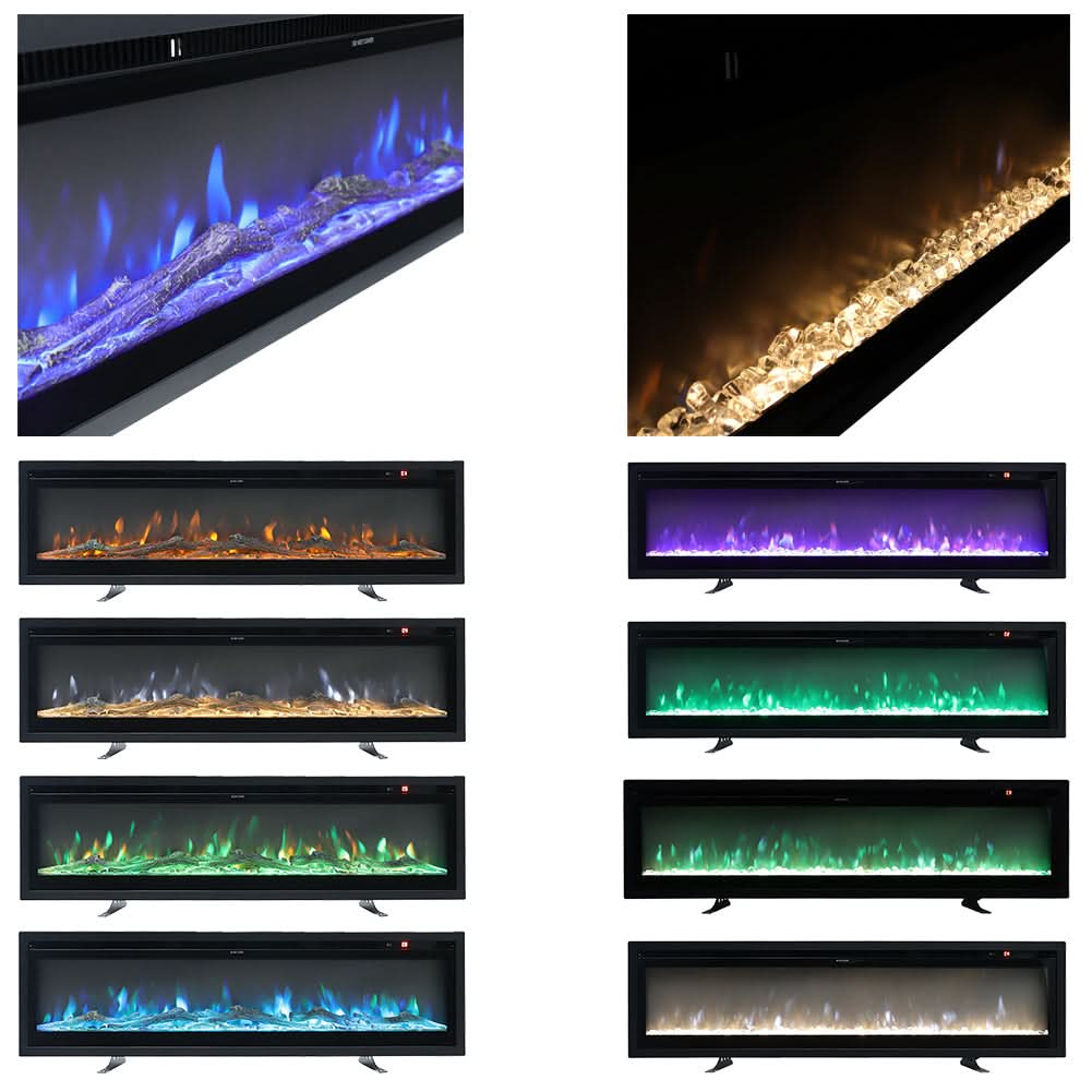 42/50/60/73 inch Electric Fire 12 Vibrant Flame Colours Electric Fireplace with Remote