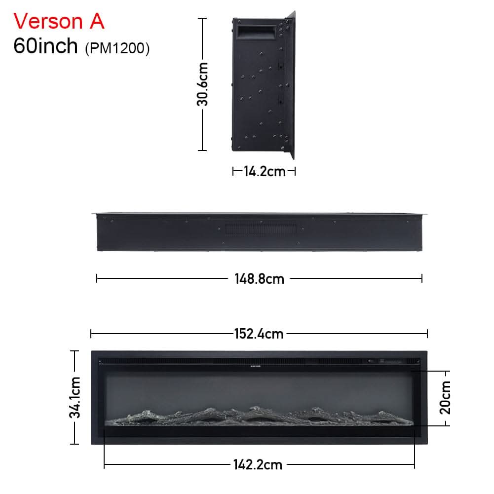40/50/60/70/80 Inch Electric Fireplace 12 Colour LED Flame Effect Heater with Remote Control