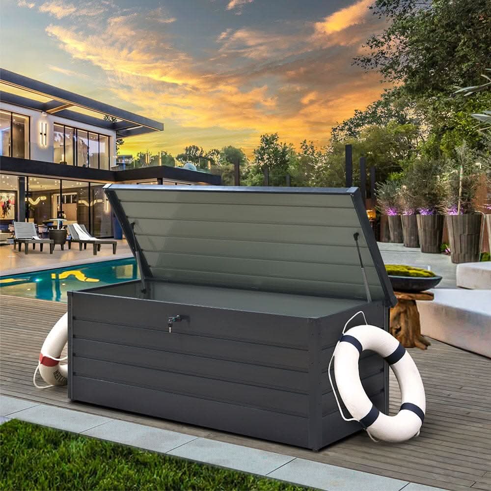 200L/600L Metal Outdoor Garden Storage Box Lockable Waterproof