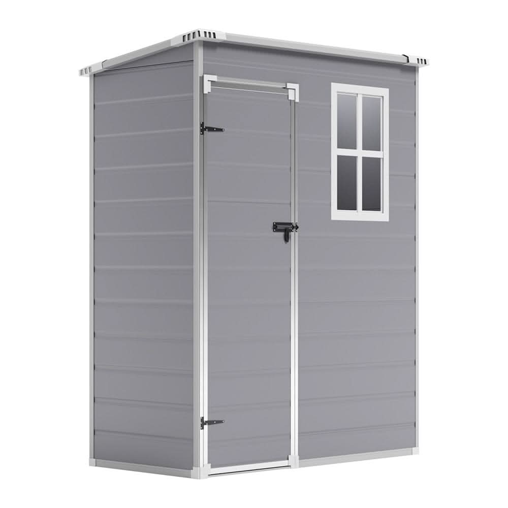 5x3ft / 5x4ft Plastic Garden Storage Shed with Front and Size Door for Bikes and Tools