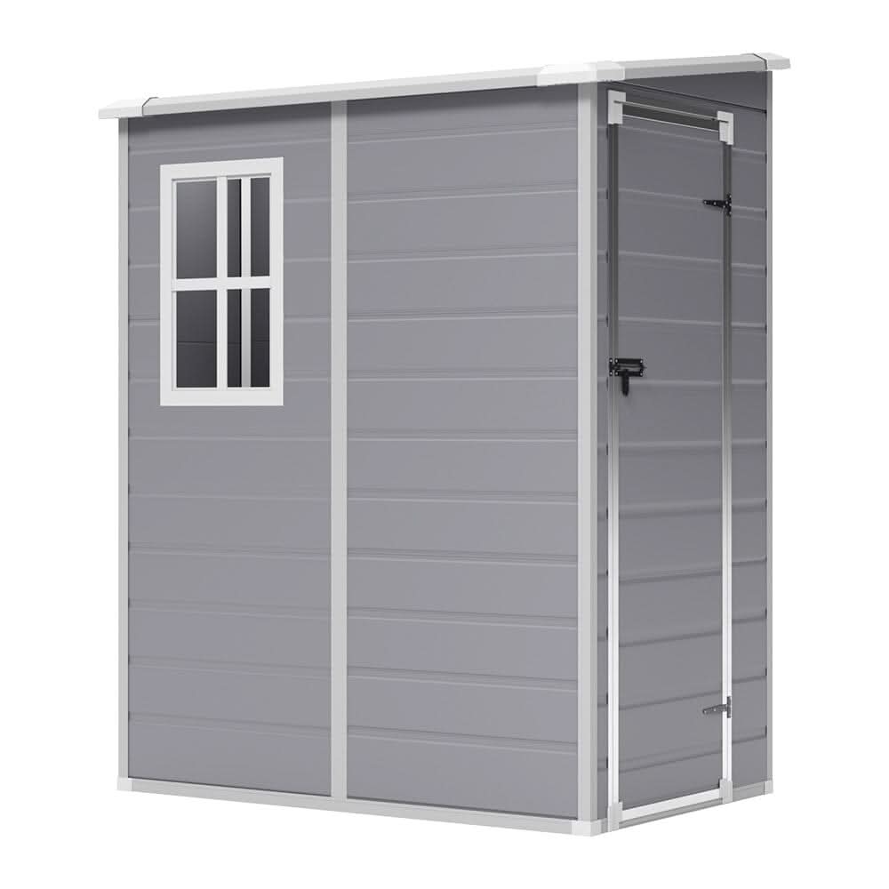 5x3ft / 5x4ft Plastic Garden Storage Shed with Front and Size Door for Bikes and Tools