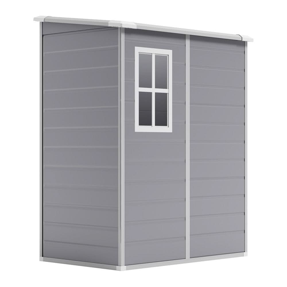 5x3ft / 5x4ft Plastic Garden Storage Shed with Front and Size Door for Bikes and Tools