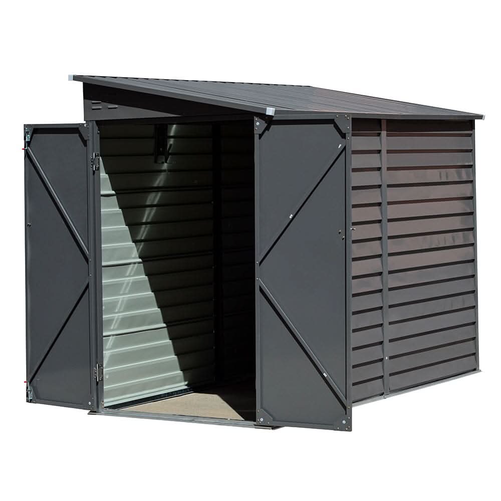4.6×9 ft Steel Garden Bike Storage Shed Grey/White/Black Lockable