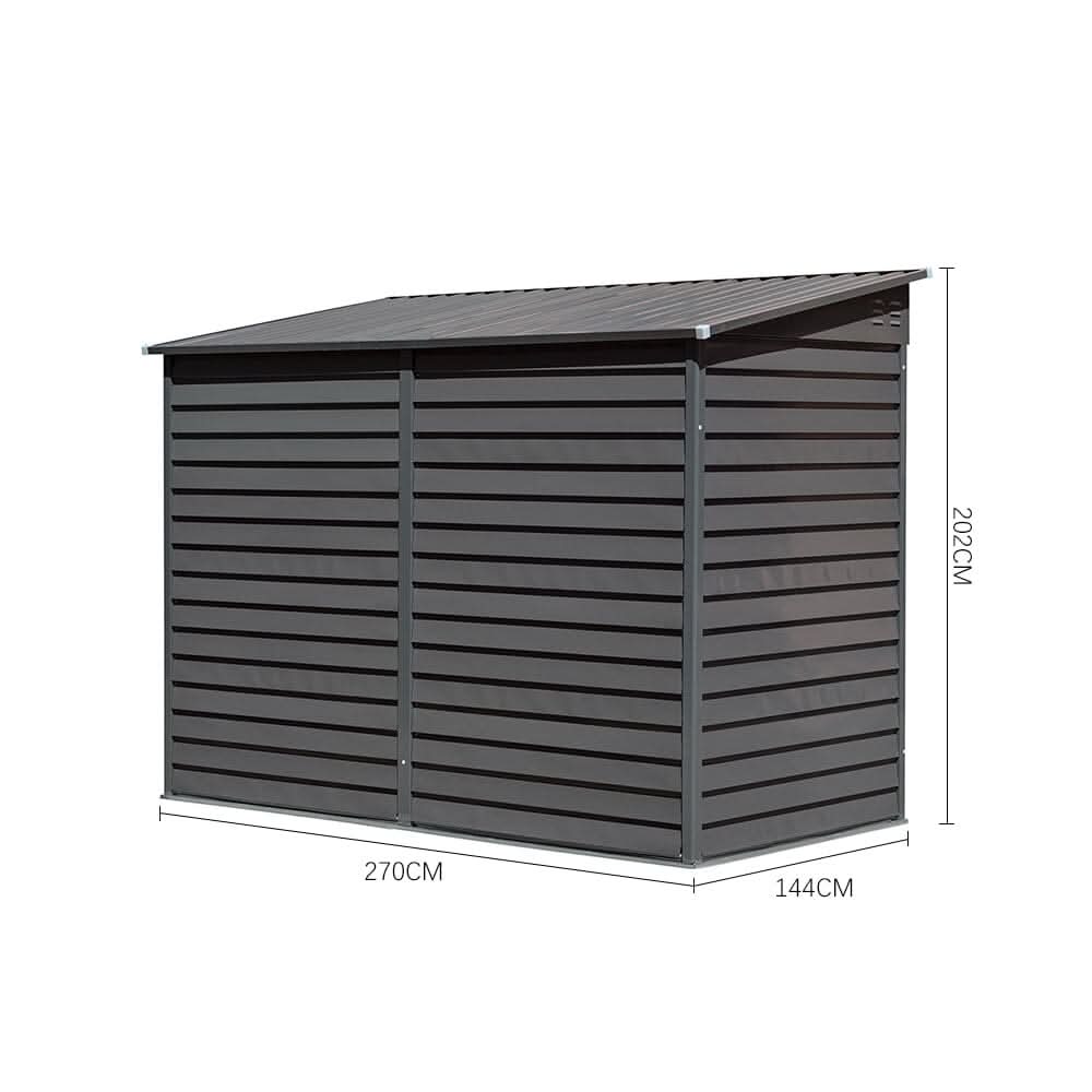 4.6×9 ft Steel Garden Bike Storage Shed Grey/White/Black Lockable