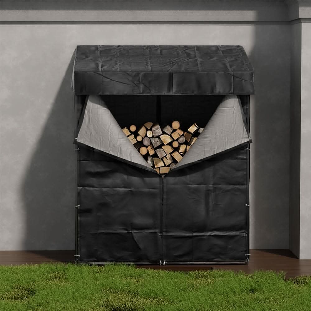 185cm W Garden Metal Tube Firewood Rack with Roof