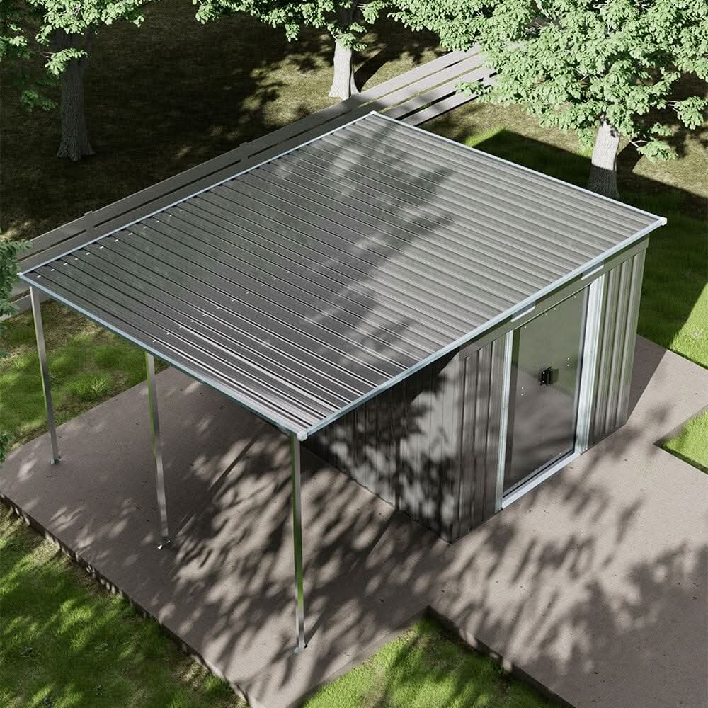 5.5x3.5 ft/ 5.5x5.5 ft/ 5.5x7.5 ft/ 5.5x9 ft Metal Pent Roof Outdoor  Storage Shed with Lean-to