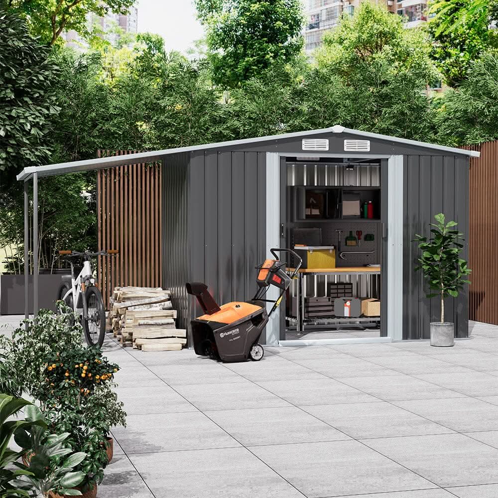 4×8 ft/ 6×8 ft Metal GardenStorage Shed with Log Storage