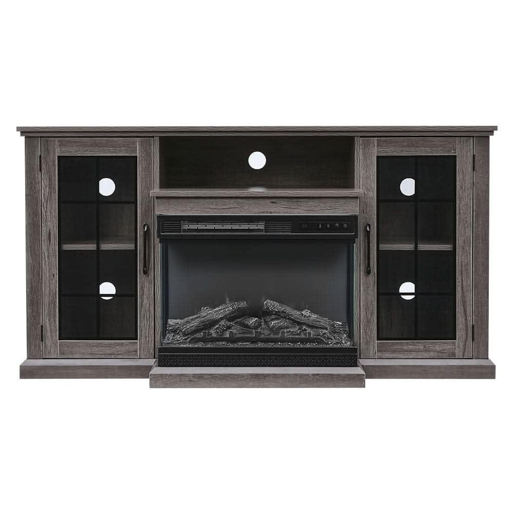 5ft Freestanding Fireplaces 3-Sided Electric Fireplace Rustic Grey TV Stand With Remote Control